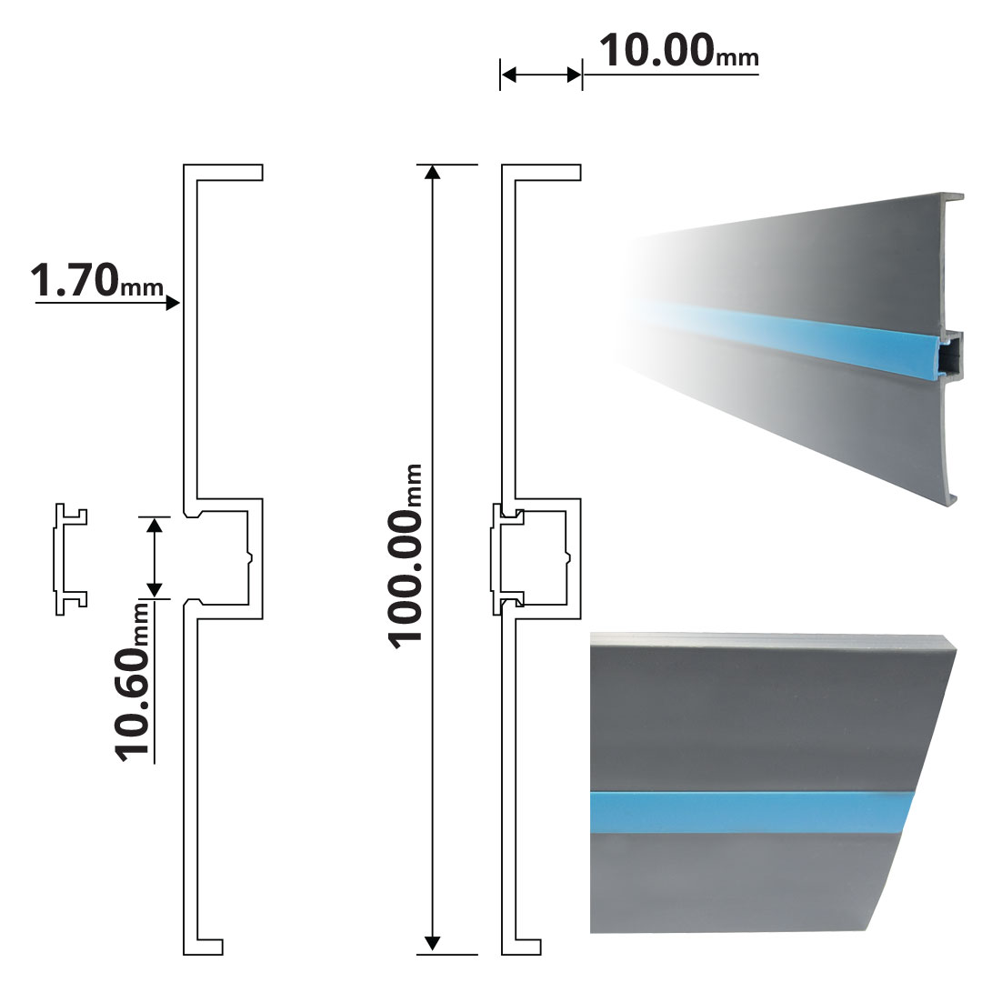measurements of Mototile Skirting Boards and Trim Inserts